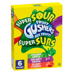 Super Sour Fruit Gushers, (Scary Cherry, Grumpy Grape, Crabby Apple), 6pk