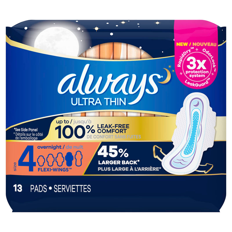 Always Ultra Thin, Overnight Pads with Flexi-Wings (13 Pk)