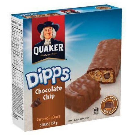 Quaker Dipps Granola Bars, Chocolate Chip, 156g