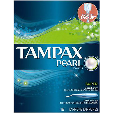 Discontinued - Tampax Pearl Plastic, Super Unscented (18 pk)
